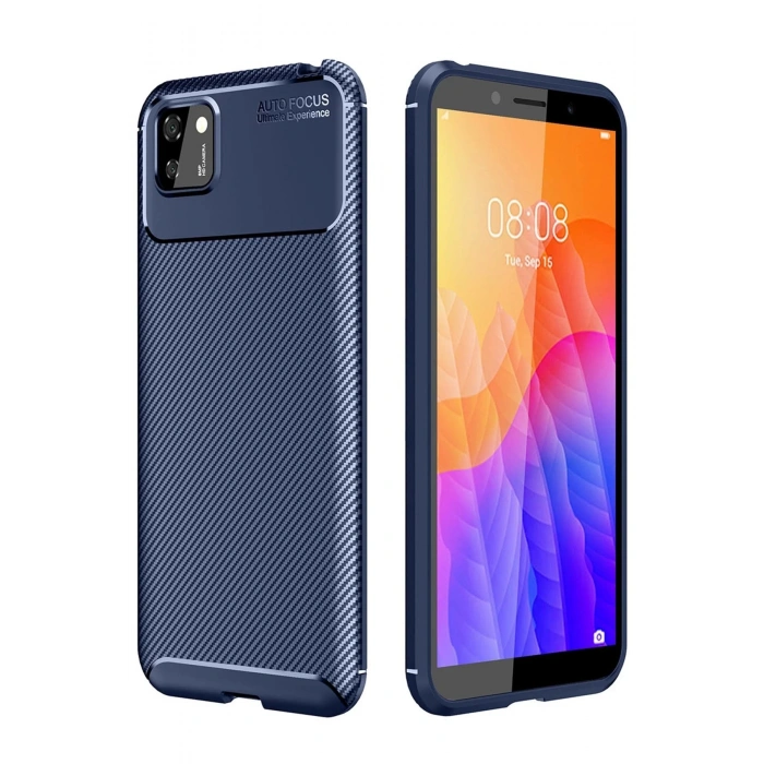 Newface Huawei Y5P Kılıf Auto Focus Karbon Kapak - Lacivert