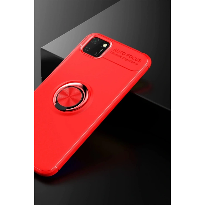 Newface Huawei Y5P Kılıf Range Yüzüklü Silikon - Kırmızı