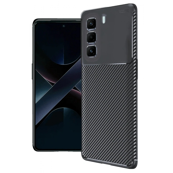 Newface İnfinix Hot 50 4G Kılıf Auto Focus Karbon Kapak - Siyah