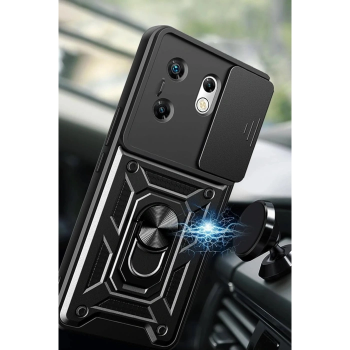 Newface İnfinix Zero 30 4G Kılıf Pars Lens Yüzüklü Silikon - Lacivert