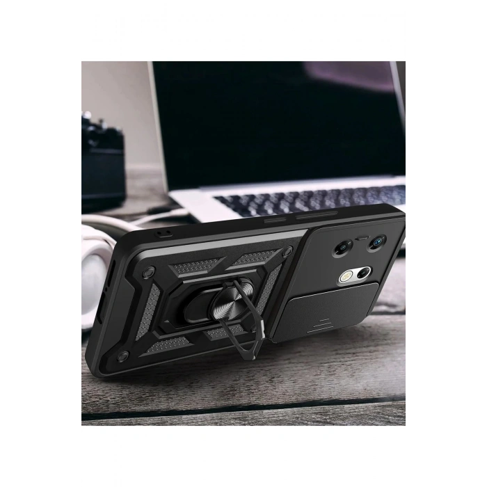 Newface İnfinix Zero 30 4G Kılıf Pars Lens Yüzüklü Silikon - Lacivert