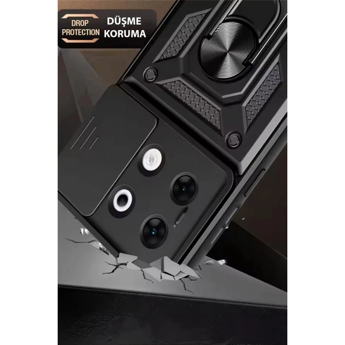 Newface İnfinix Zero 30 5G Kılıf Pars Lens Yüzüklü Silikon - Yeşil