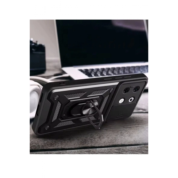 Newface İnfinix Zero 30 5G Kılıf Pars Lens Yüzüklü Silikon - Yeşil