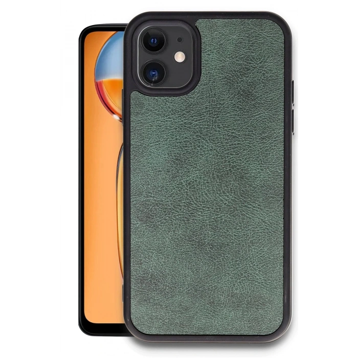 Newface iPhone 11 Kılıf Aras Deri Kapak - Koyu Yeşil