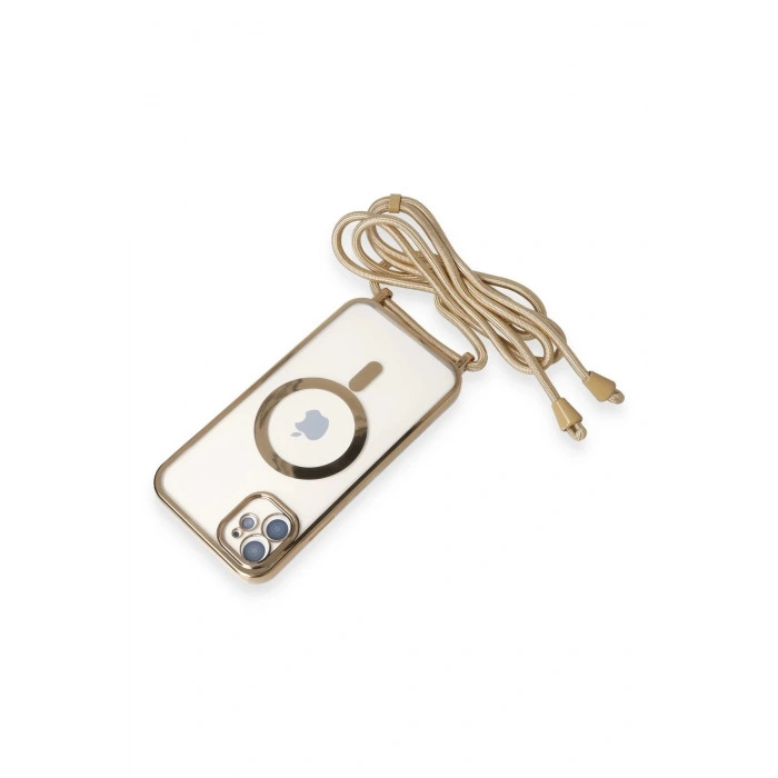Newface iPhone 11 Kılıf Divo Lazer Askılı Magsafe Kapak - Gold
