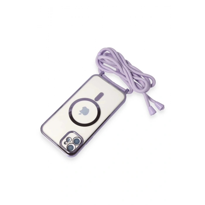 Newface iPhone 11 Kılıf Divo Lazer Askılı Magsafe Kapak - Lila