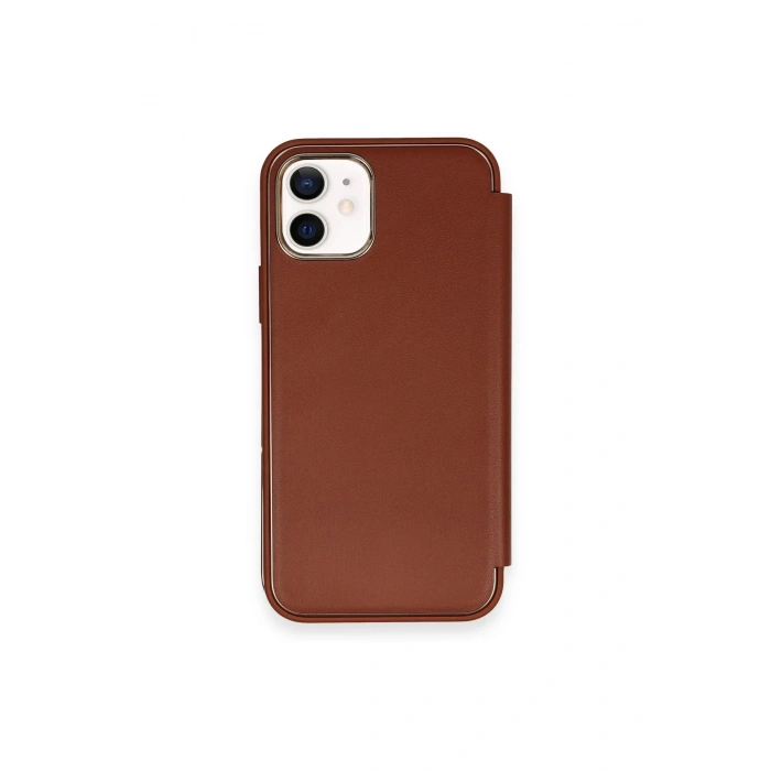 Newface iPhone 11 Kılıf Dolpin Kapaklı - Kahverengi