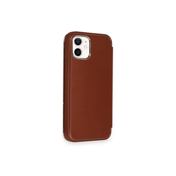 Newface iPhone 11 Kılıf Dolpin Kapaklı - Kahverengi