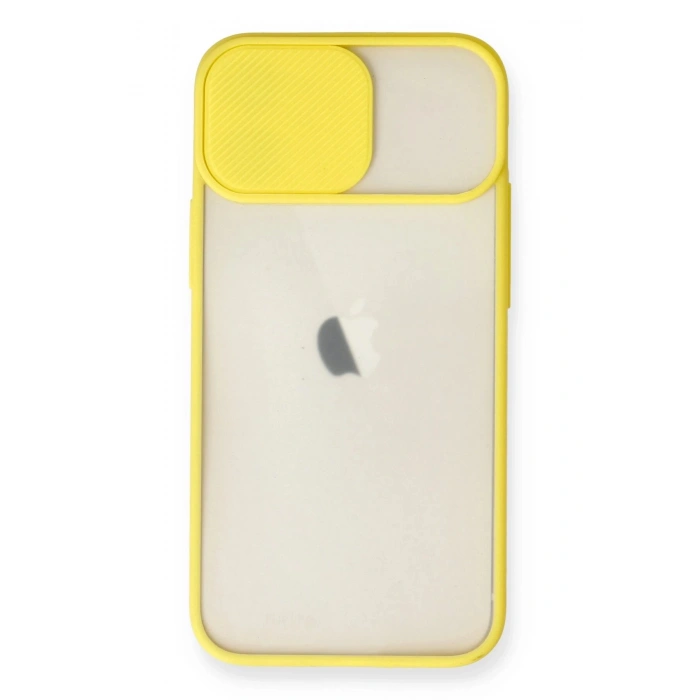 Newface iPhone 11 Kılıf Palm Buzlu Kamera Sürgülü Silikon - Sarı