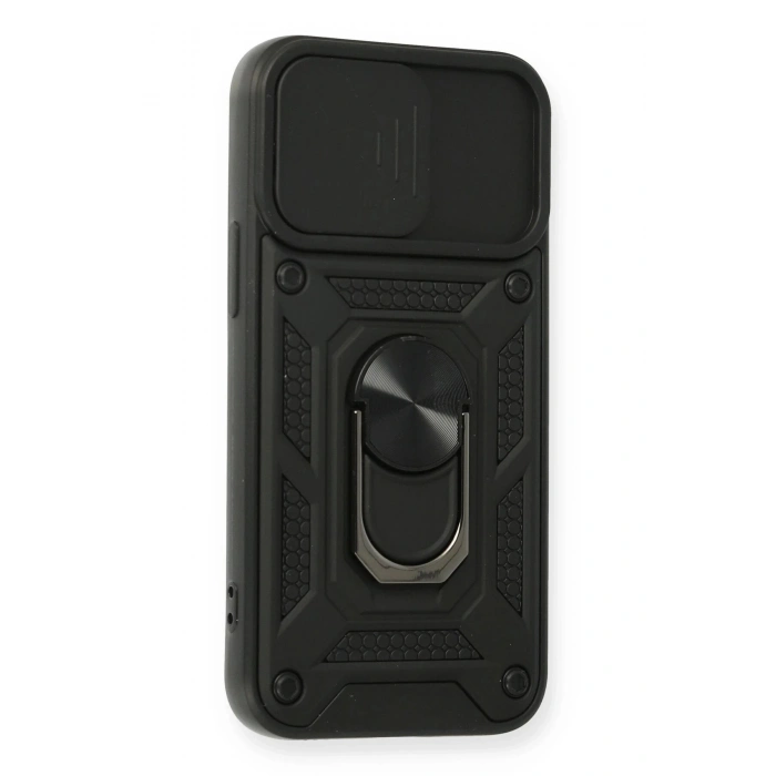 Newface iPhone 11 Kılıf Pars Lens Yüzüklü Silikon - Siyah