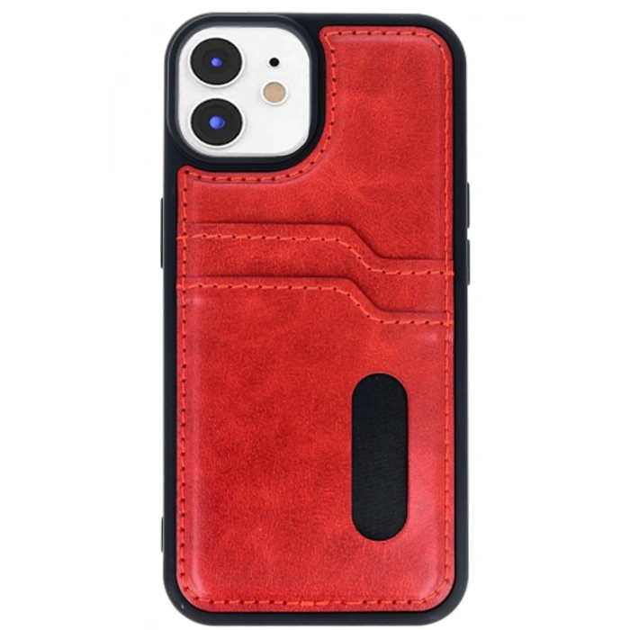Newface iPhone 11 Kılıf Sara Kartvizitli Deri Kılıf - Kırmızı
