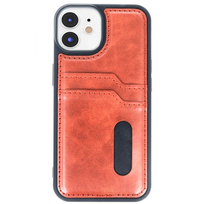 Newface iPhone 11 Kılıf Sara Kartvizitli Deri Kılıf - Taba