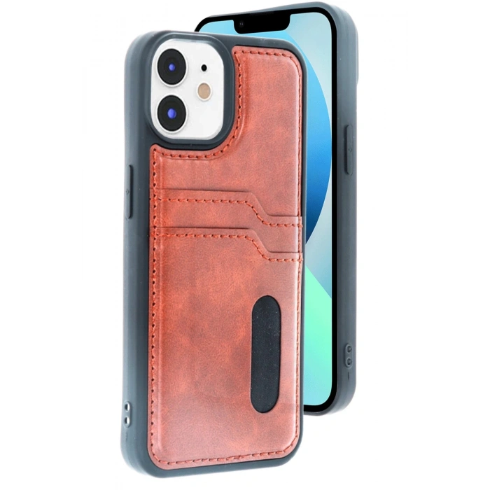 Newface iPhone 11 Kılıf Sara Kartvizitli Deri Kılıf - Taba