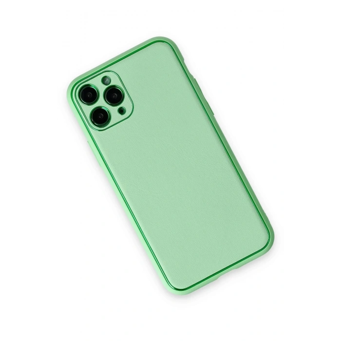 Newface iPhone 11 Pro Kılıf Coco Deri Silikon Kapak - Açık Yeşil