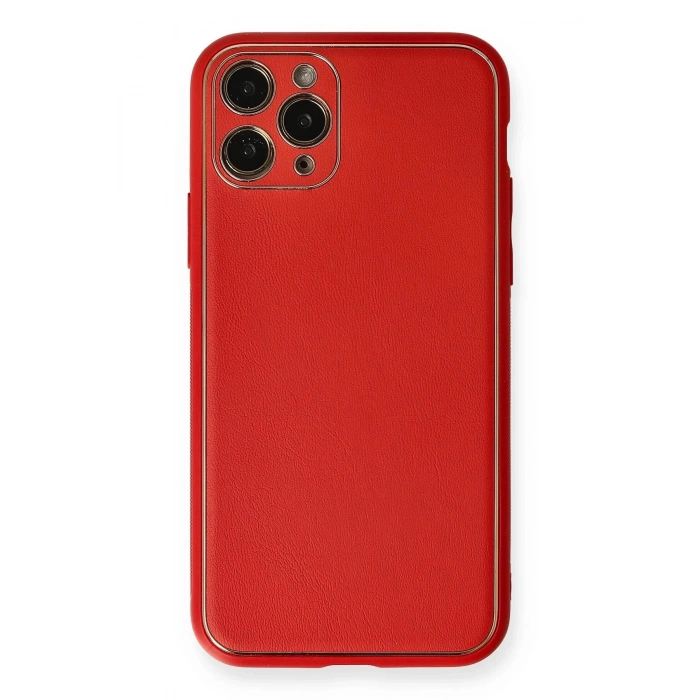 Newface iPhone 11 Pro Kılıf Coco Deri Silikon Kapak - Kırmızı