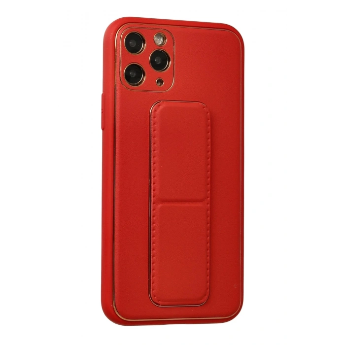 Newface iPhone 11 Pro Kılıf Coco Deri Standlı Kapak - Kırmızı