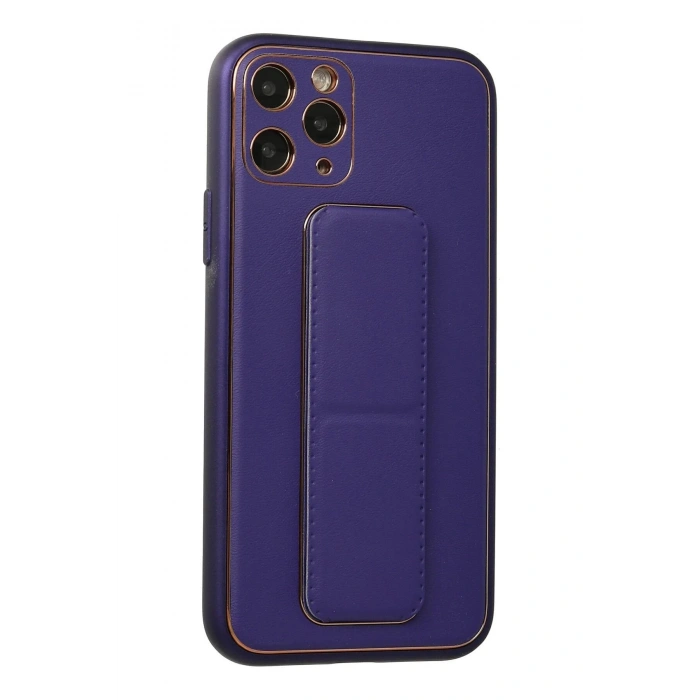 Newface iPhone 11 Pro Kılıf Coco Deri Standlı Kapak - Mor