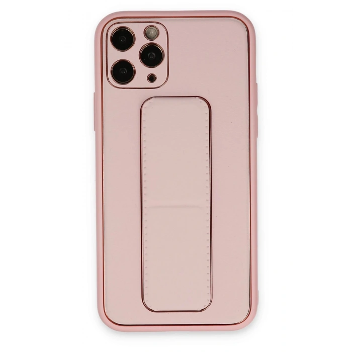 Newface iPhone 11 Pro Kılıf Coco Deri Standlı Kapak - Pembe