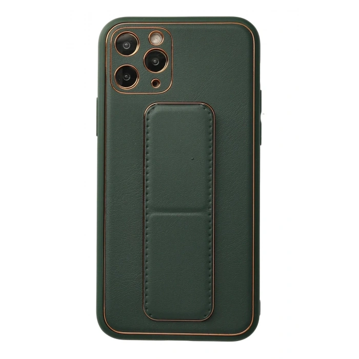Newface iPhone 11 Pro Kılıf Coco Deri Standlı Kapak - Yeşil