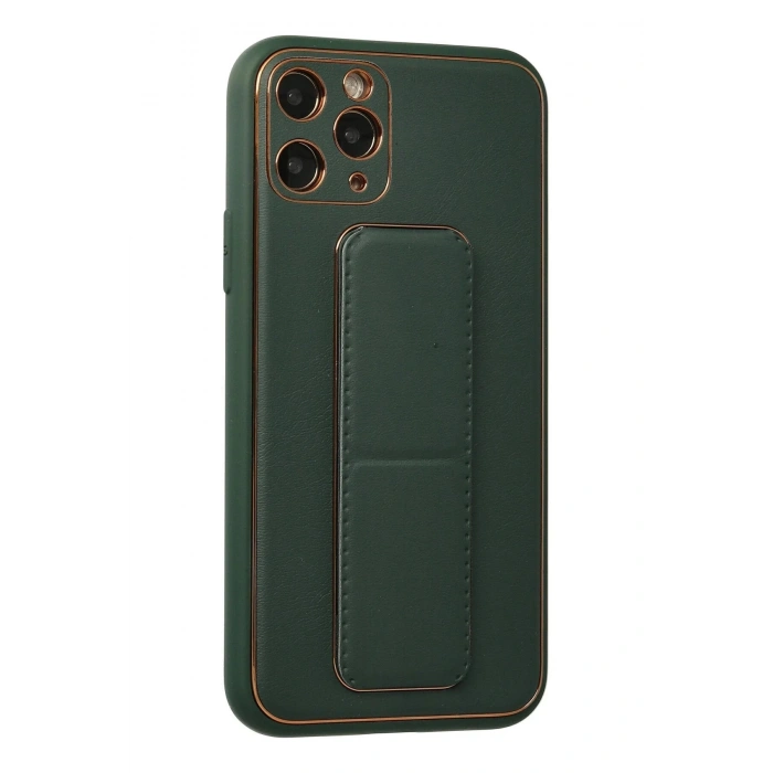 Newface iPhone 11 Pro Kılıf Coco Deri Standlı Kapak - Yeşil