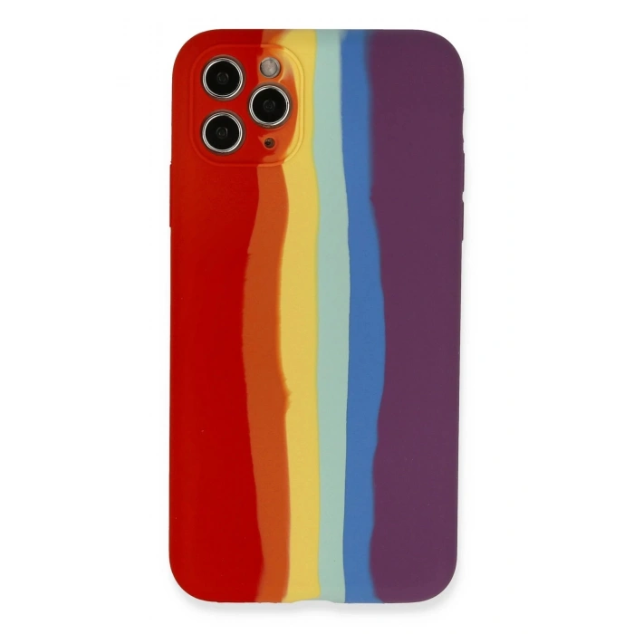 Newface iPhone 11 Pro Kılıf Ebruli Lansman Silikon - Kırmızı-Mor