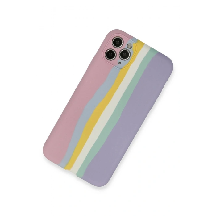 Newface iPhone 11 Pro Kılıf Ebruli Lansman Silikon - Pembe-Lila