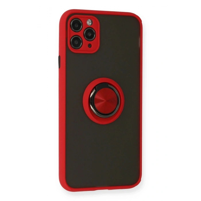 Newface iPhone 11 Pro Kılıf Montreal Yüzüklü Silikon Kapak - Kırmızı