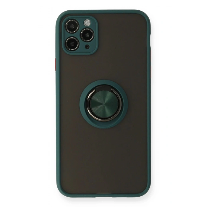 Newface iPhone 11 Pro Kılıf Montreal Yüzüklü Silikon Kapak - Yeşil