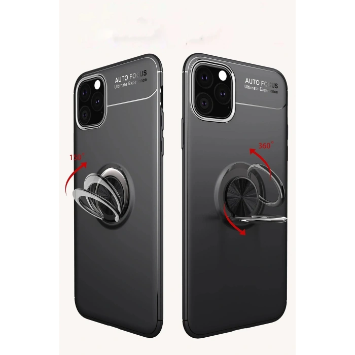 Newface iPhone 11 Pro Kılıf Range Yüzüklü Silikon - Siyah