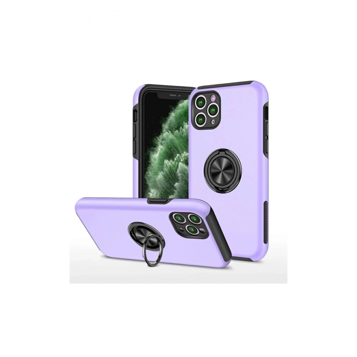 Newface iPhone 11 Pro Max Kılıf Elit Yüzüklü Kapak - Mor