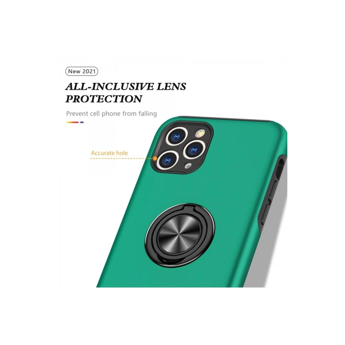 Newface iPhone 11 Pro Max Kılıf Elit Yüzüklü Kapak - Yeşil