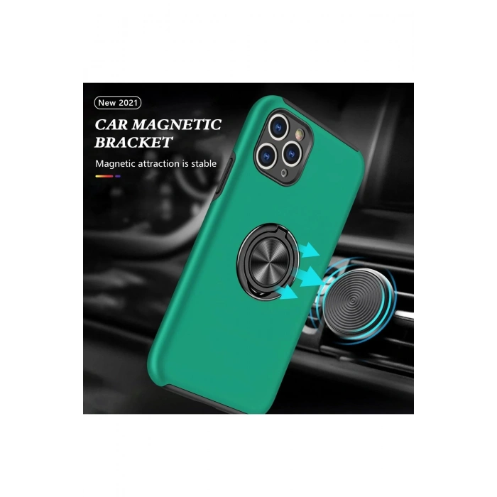 Newface iPhone 11 Pro Max Kılıf Elit Yüzüklü Kapak - Yeşil