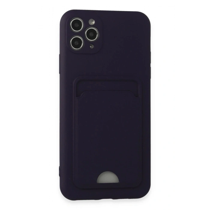Newface iPhone 11 Pro Max Kılıf Kelvin Kartvizitli Silikon - Derin Mor