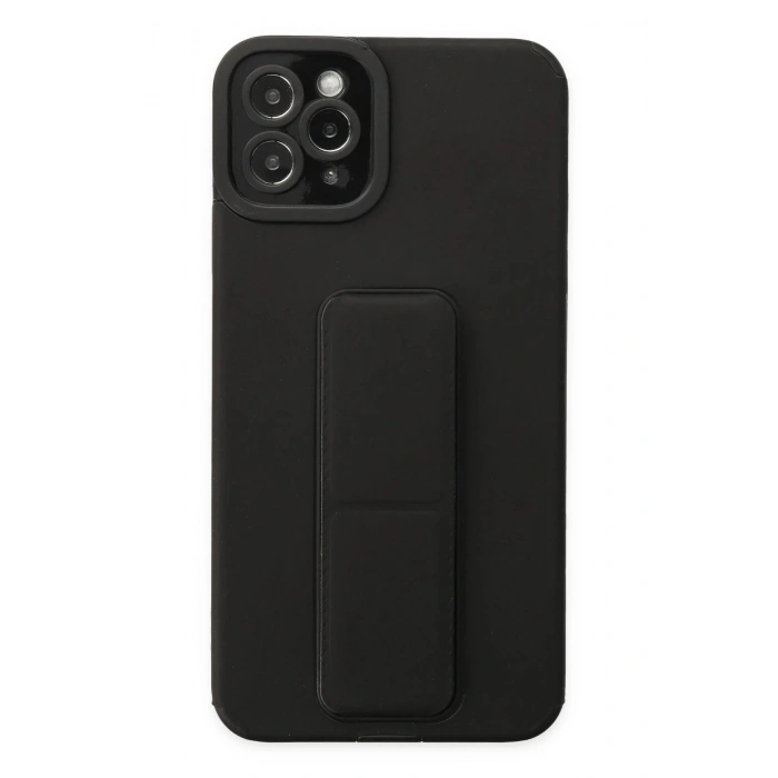 Newface iPhone 11 Pro Max Kılıf Mega Standlı Silikon - Siyah