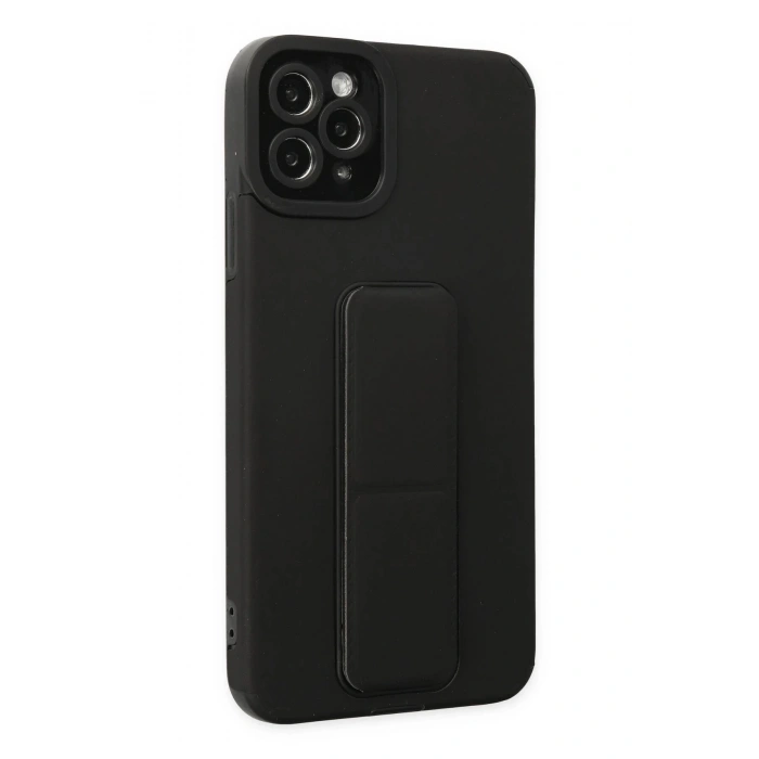 Newface iPhone 11 Pro Max Kılıf Mega Standlı Silikon - Siyah