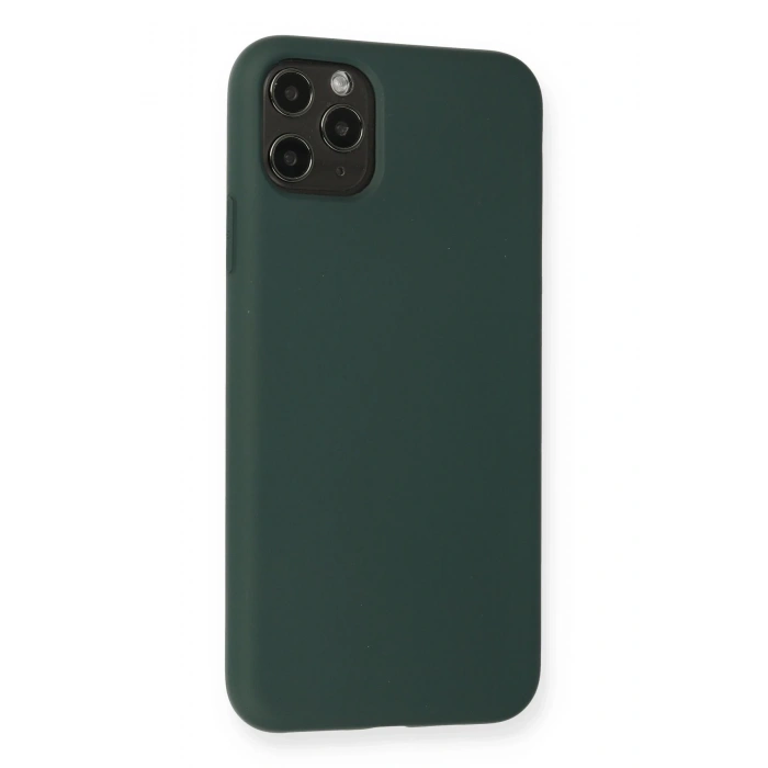 Newface iPhone 11 Pro Max Kılıf Nano içi Kadife Silikon - Koyu Yeşil