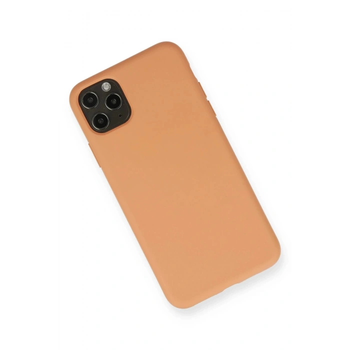 Newface iPhone 11 Pro Max Kılıf Nano içi Kadife Silikon - Mat Turuncu