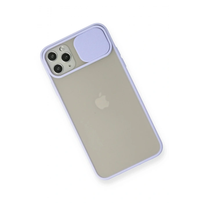 Newface iPhone 11 Pro Max Kılıf Palm Buzlu Kamera Sürgülü Silikon - Lila