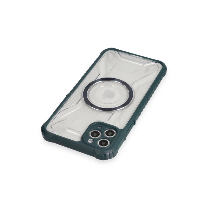Newface iPhone 11 Pro Max Kılıf Prag Magneticsafe Kapak - Koyu Yeşil