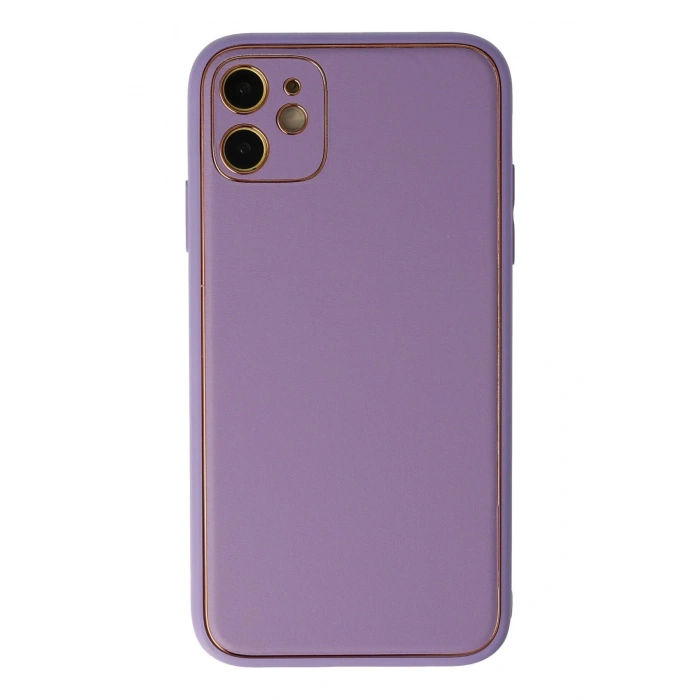 Newface iPhone 12 Kılıf Coco Deri Silikon Kapak - Lila