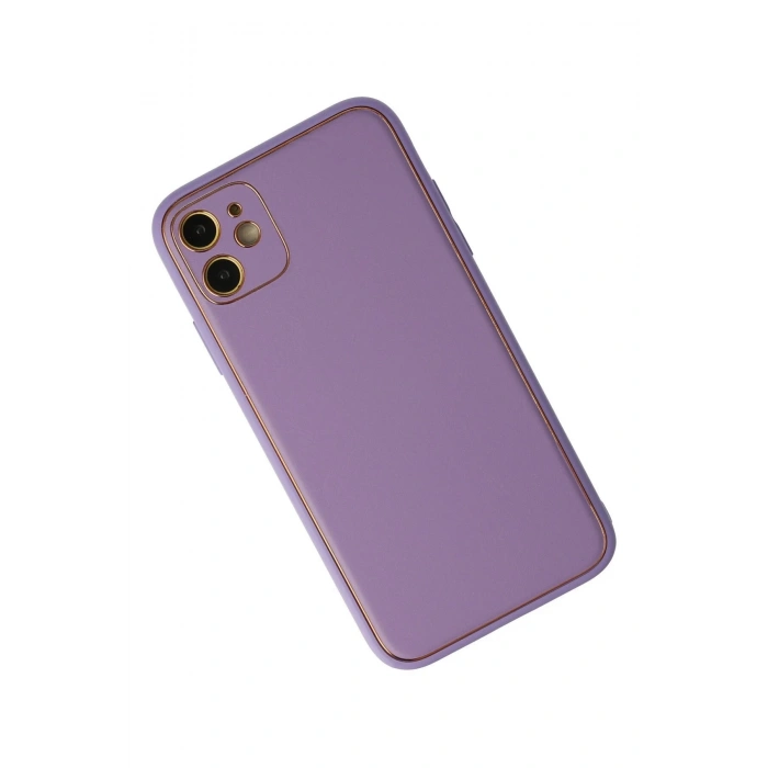 Newface iPhone 12 Kılıf Coco Deri Silikon Kapak - Lila