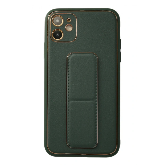 Newface iPhone 12 Kılıf Coco Deri Standlı Kapak - Yeşil