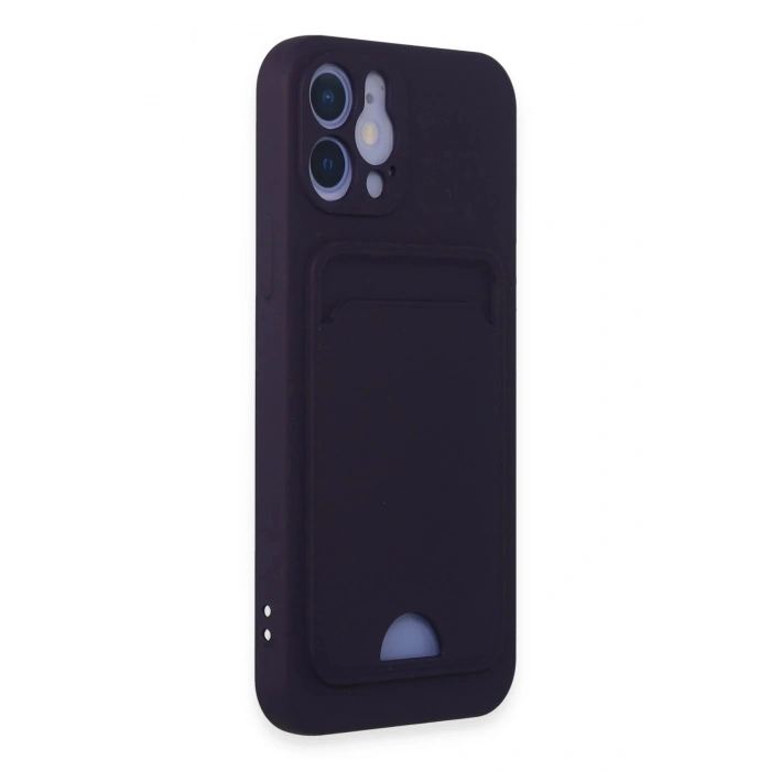 Newface iPhone 12 Kılıf Kelvin Kartvizitli Silikon - Derin Mor
