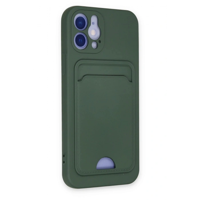 Newface iPhone 12 Kılıf Kelvin Kartvizitli Silikon - Koyu Yeşil