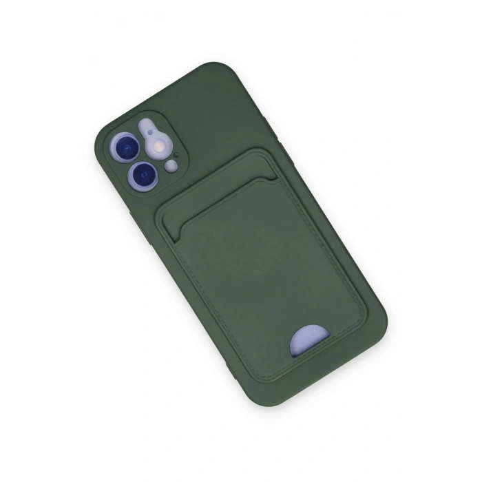Newface iPhone 12 Kılıf Kelvin Kartvizitli Silikon - Koyu Yeşil