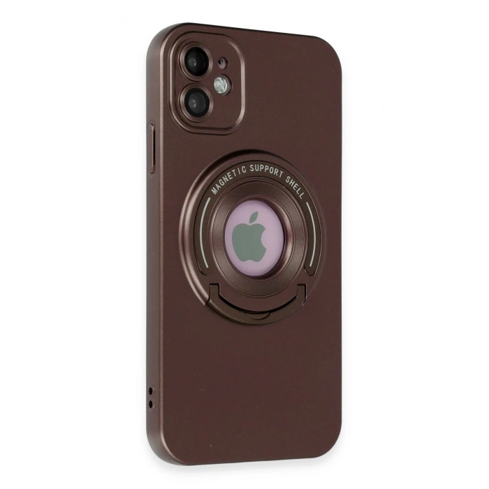 Newface iPhone 12 Kılıf Lukka Magneticsafe Kapak - Kahverengi