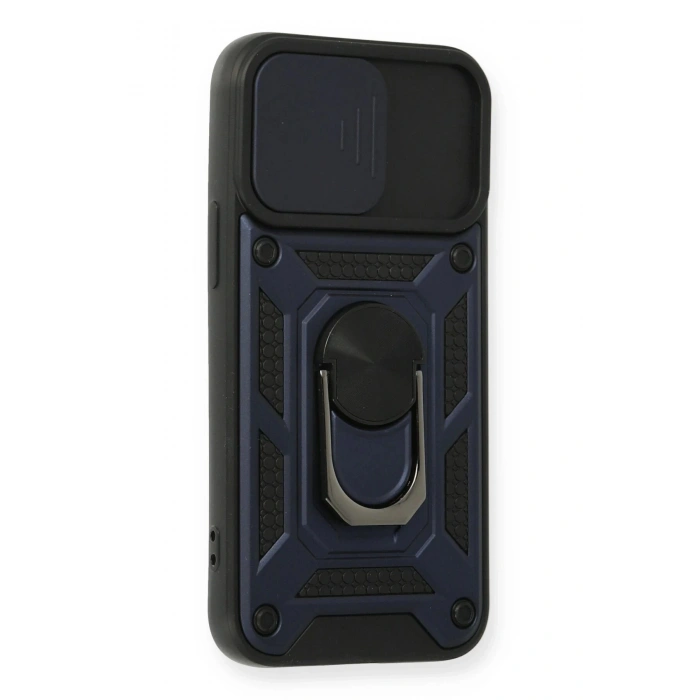 Newface iPhone 12 Mini Kılıf Pars Lens Yüzüklü Silikon - Lacivert