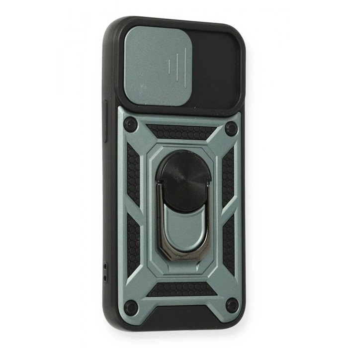 Newface iPhone 12 Mini Kılıf Pars Lens Yüzüklü Silikon - Yeşil