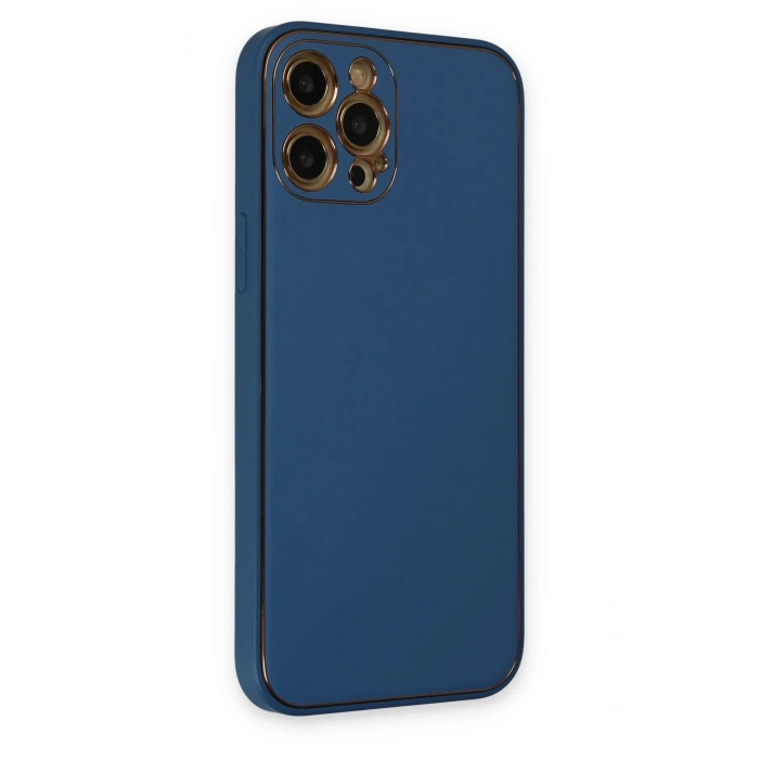 Newface iPhone 12 Pro Kılıf Coco Deri Silikon Kapak - Açık Mavi