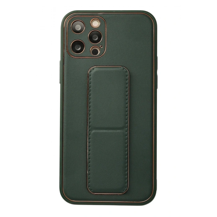 Newface iPhone 12 Pro Kılıf Coco Deri Standlı Kapak - Yeşil